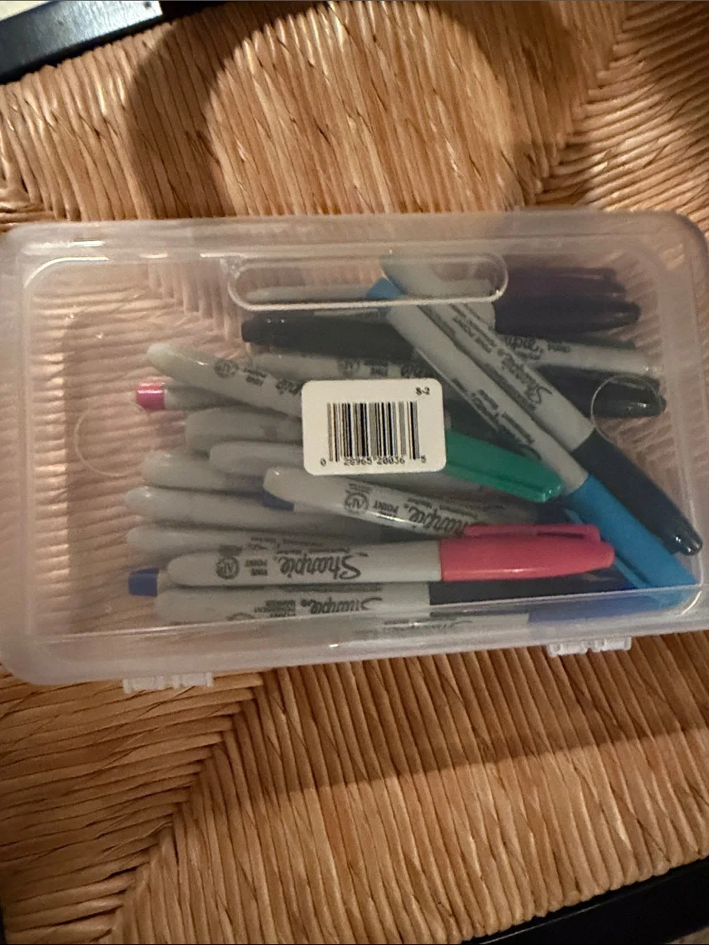 Sharpie Markers (20) Clear Plastic Storage Box with Transparent School Box